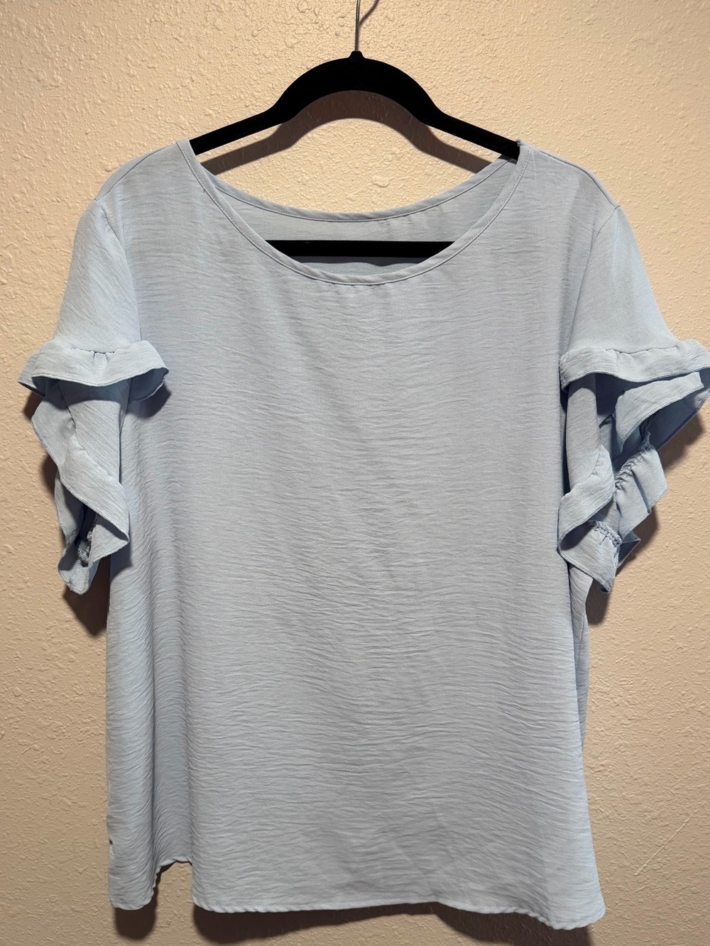 Light Blue Ruffle Sleeve Women's Top